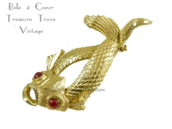Gold-Tone Yellow Fish Rhinestone Crystal Brooch Pin - Austrian Crystal - Animal Theme
