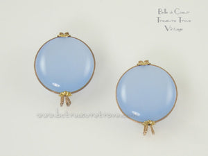 Baby Blue Moonglow Lucite Castlecraft Vintage Earrings 