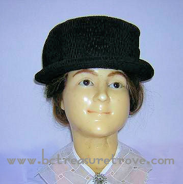 Antique Black Crape Mourning Hat - Late 1900s Teens 1920s