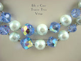 Blue Crystal Faux Pearl Laguna Necklace- Bead Detail