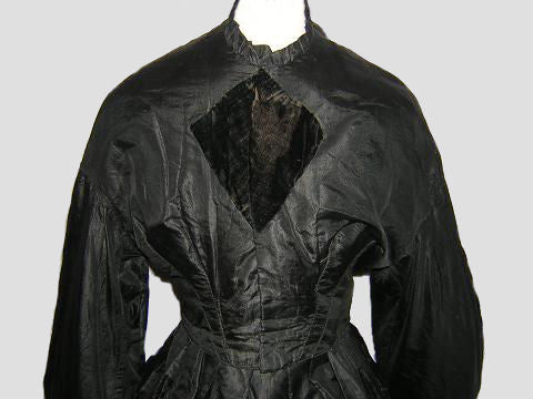Antique Civil War Era Mourning Dress Circa 1860s Hoopskirt