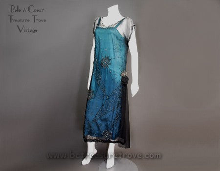 1920s Beaded Flapper Dress Teal Original Antique Belle Coeur Treasure Trove 1920s Beaded Flapper Dress Teal Original Antique Belle Coeur Treasure Trove