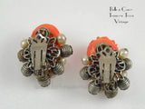 Caviness, Alice Faux Coral Pearl Brass Bead Earrings - Back View 