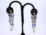 Cobalt Blue Goldtone MultiStrand Chain Earrings - Back Detail