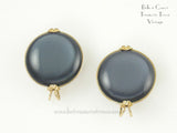 Dark Blue Moonglow Vintage Castlecraft Earrings 1