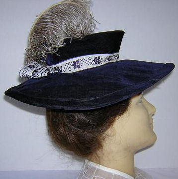 Deep Purple Velvet Antique Victorian Hat with Ostrich Plume  display picture 2