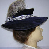 Deep Purple Velvet Victorian Hat with Ostrich Plume
