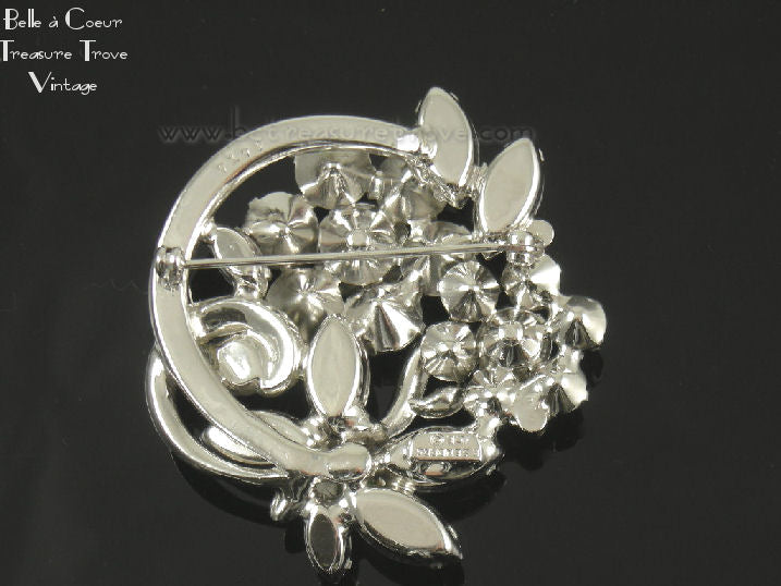 Eisenberg Ice Flower cheapest Rhinestone Silver Brooch Clear Leaves Vintage Signed