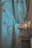 Teal Green Beaded Flapper Dress - Beaded Medalliion at Hips