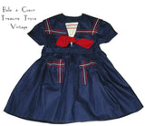 Toddler Girls Blue Sailor Dress Vintage