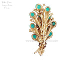 HAR Signed Bouquet Brooch Turquoise Cabs BACK Detail 