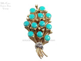 HAR Signed Bouquet Brooch Turquoise Cabs 