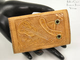 Leather Key Case Hand Tooled 4 Hooks Vintage Mexico Eagle Sombrero Cactus Guitar