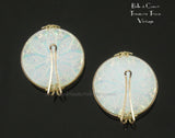 Hillcraft Earrings LARGE White Frost Opalescent AB BACK View 