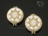 Hillcraft Earrings White Glass with Gold Snowflakes Vintage 