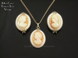 Vintage 1960s Hillcraft Cameo Necklace and Earrings Set