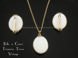 Hillcraft Vintage Cameo Necklace & Earrings Set - Back View