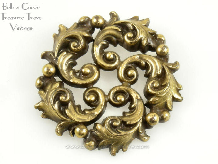 Joseff of Hollywood Rococo Russian Gold Tone Brooch Vintage 1940s ...