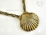 Joseff of Hollywood Russian Gold Scallop Shell Choker Necklace Detail 