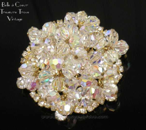 Juliana Delizza and Elster Clear Rhinestone & Bead Vintage Brooch