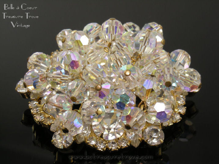 Juliana DeLizza and Elster Clear Rhinestone & Bead Vintage Brooch