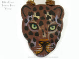 Lee Sands Wood Cat Face Necklace 