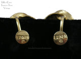 Lisner Textured Goldtone Rhinestone Screwback Earrings Signed Scewbacks