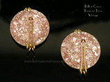 Pink Confetti Lucite Vintag Earrings Castlecraft - Back 