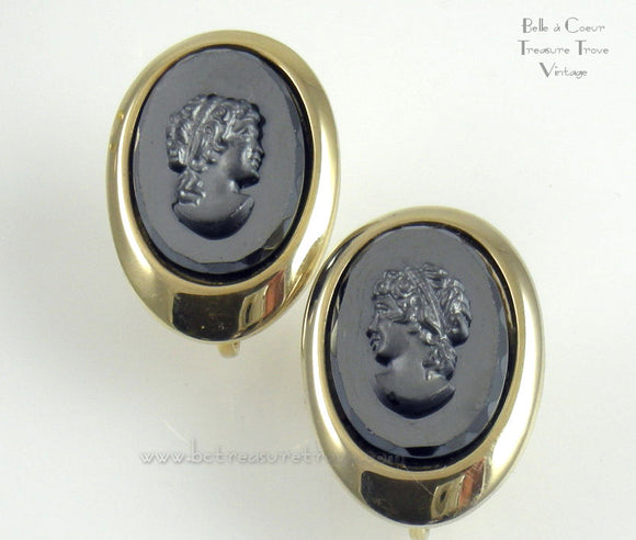 Sarah Coventry Evening Profile Cameo Earrings 10207