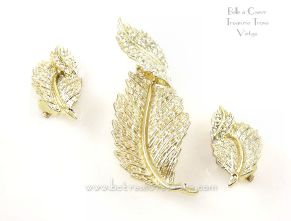 Sarah Coventry Fashion Leaf Brooch & Earrings Set 15026