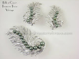Sarah Coventry Feather Fantasy Vintage Brooch & Earrings Set 11201