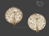 Vintage Castlecraft Earrings (back) White & Gold Confetti Lucite 14002