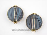 Vintage Hillcraft Denim Blue Glass Button Earrings