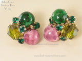 Vogue Vintage Bead Earrings Jewel Tone Colors 14192