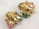 Vogue Vintage Bead Earrings Jewel Tone Colors BACK Detail14192