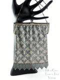 Whiting & Davis Turquoise, White, & Black Mesh Purse 60222