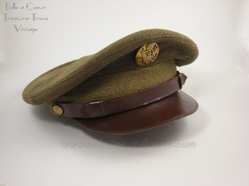 「数量限定 在庫処分セール」 WWII Olive Drab Wool Serge US Army Enlisted Service Cap Size 帽子